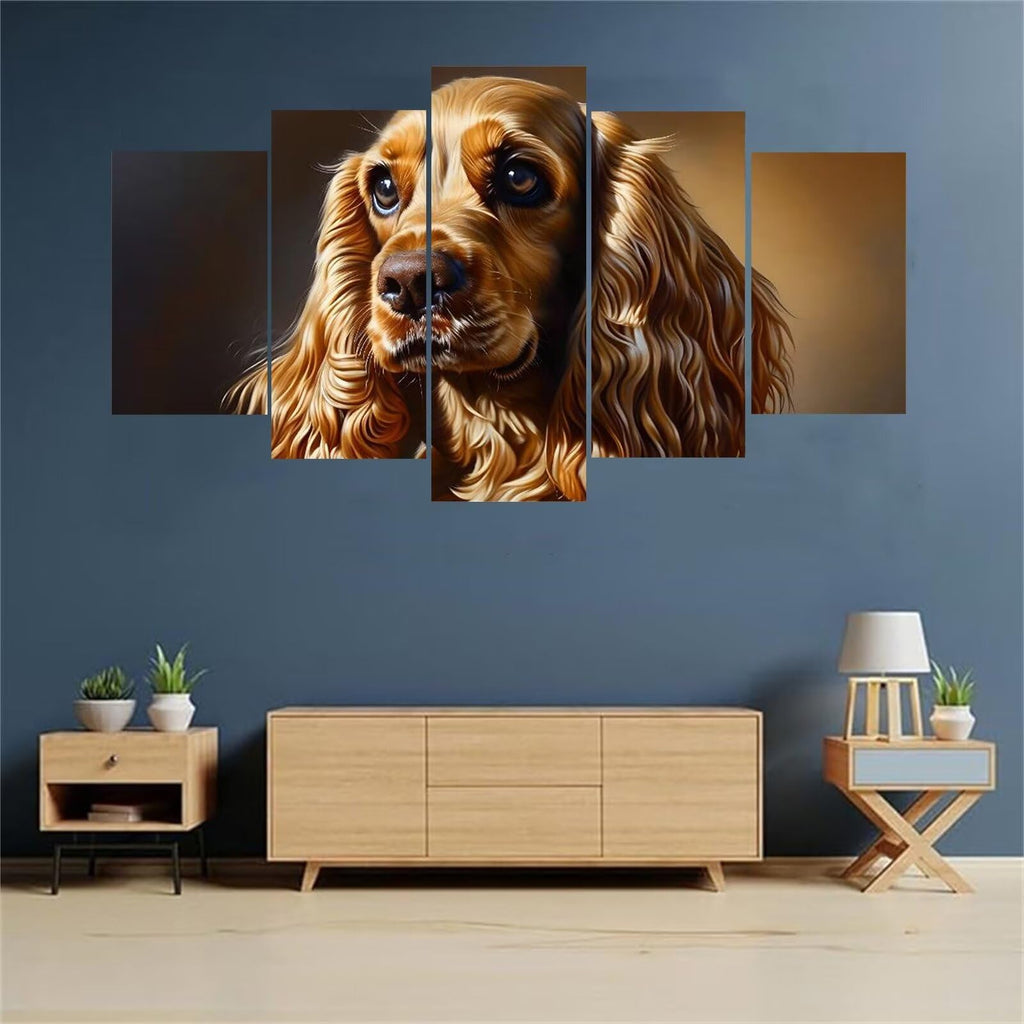 5 Panel Diamond Painting Kits 5D DIY Dogs Animals Diamond Art Kits for Adults, Full Drill Round Diamond Dots Crystal Rhinestone Gems Arts and Crafts for Home Wall Decor Gifts 120x78in E-3392