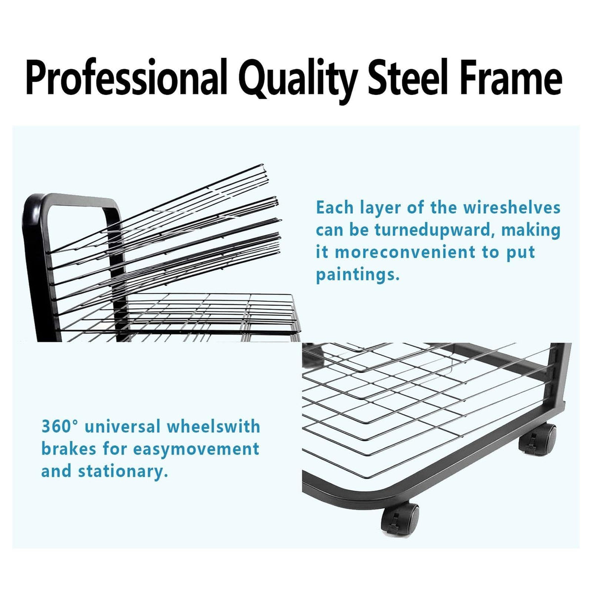 Art Drying Rack with Removable Shelves & Casters - Portable Storage Solution for Classrooms, Art Studios, Schools - Perfect for Artists & Craft Projects (38 Floors)