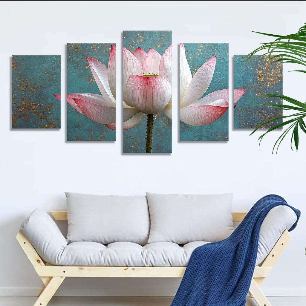 5 Pack Diamond Painting Kits Plant Lotus Large Diamond Painting Kits for Adults, Crystal Rhinestone Gems Arts and Crafts, DIY Full Drill Embroidery Paintings, Home Decor 300x180cm/120x78in q-10494