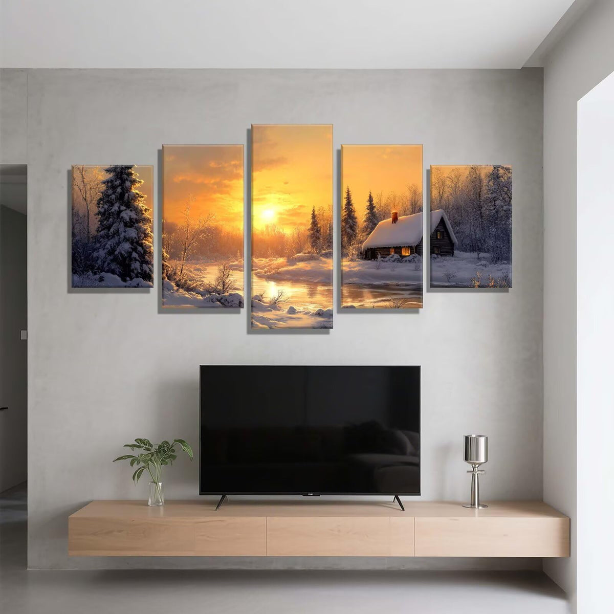 5 Pack Diamond Painting Kits Sunset Cabin Large Diamond Painting Kits for Adults, Crystal Gems Arts and Crafts, DIY Full Drill Embroidery Paintings for Home Wall Decor 300x180cm/120x78in q-10395