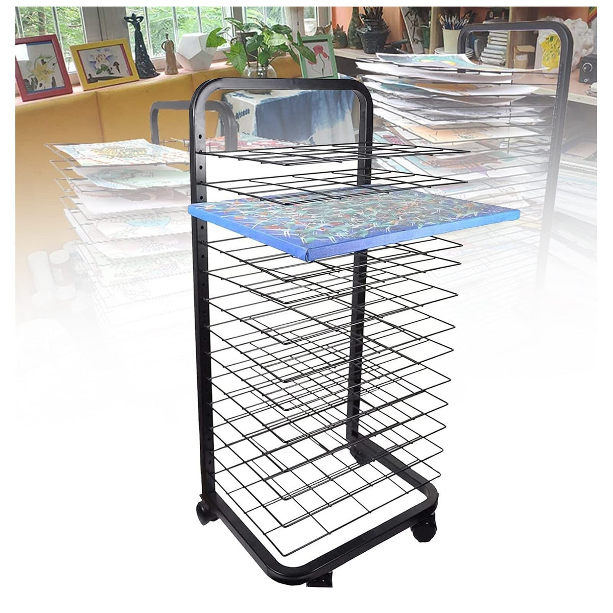 Art Drying Rack for Classroom Painting Crafts, Drying Racks,Floor-Standing Art Shelf Storage Rack on Wheels, Ideal for Education Schools and Art Clubs Shelf,Foldable to Save Space/30 Floors ( Size : 3
