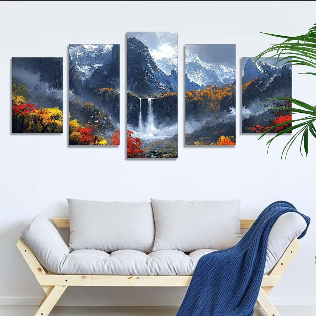5 Pack Diamond Painting Kits Fall Landscape Large Diamond Painting Kits for Adults, Crystal Gems Arts and Crafts, DIY Full Drill Embroidery Paintings for Home Wall Decor 300x180cm/120x78in q-10593