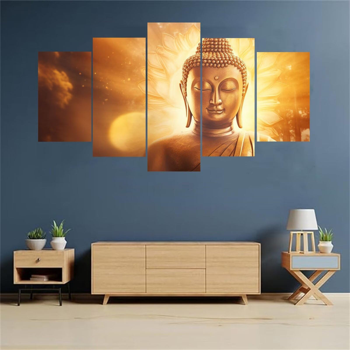 5 Panel Diamond Painting Kits 5D DIY Zen Stone Statue Diamond Art Kits for Adults, Full Drill Round Diamond Dots Crystal Rhinestone Gems Arts and Crafts for Home Wall Decor Gifts 120x78in E-641