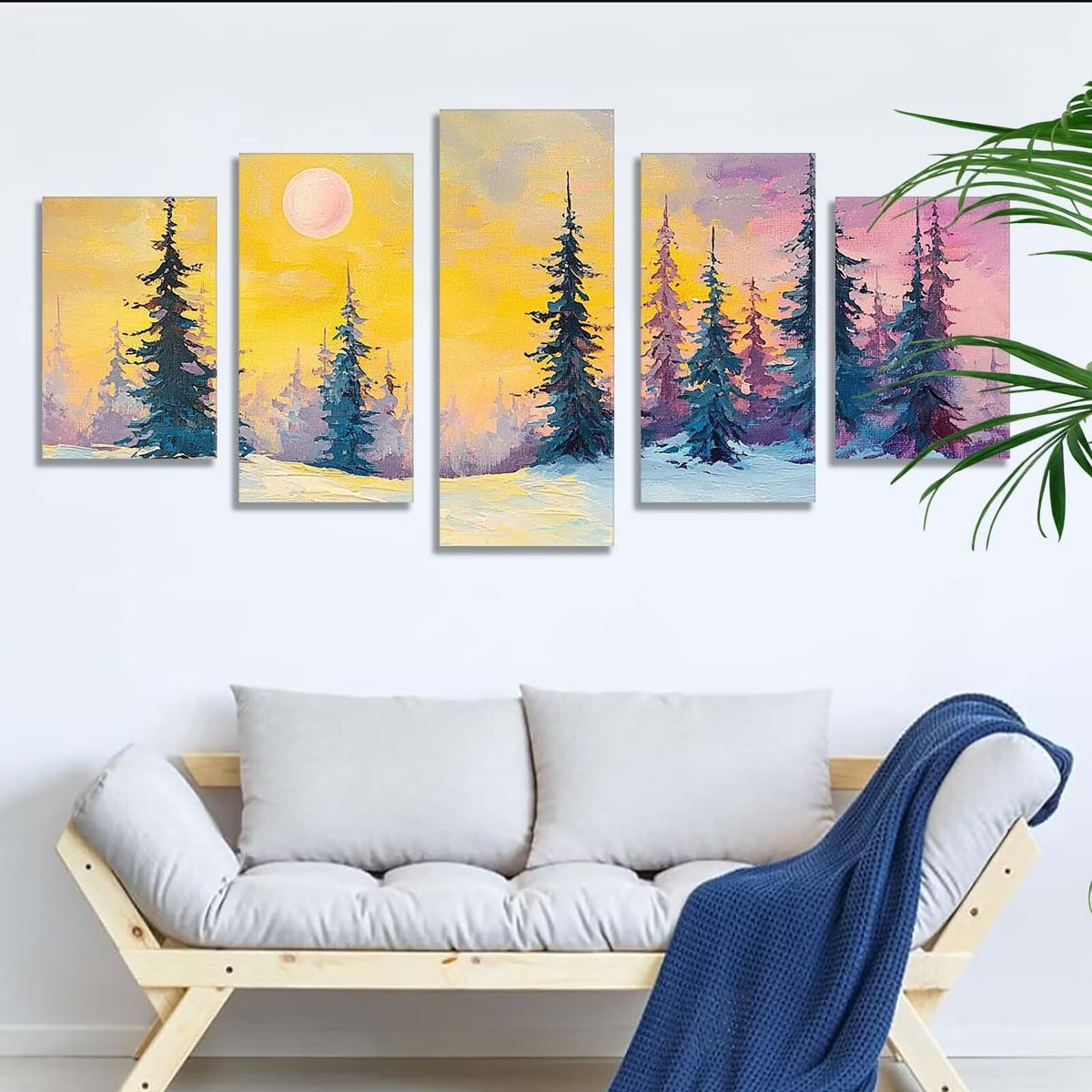 5 Pack Diamond Painting Kits Moon Forest Large Diamond Painting Kits for Adults, Crystal Rhinestone Gems Arts and Crafts, DIY Full Drill Embroidery Paintings, Home Wall Decor 300x180cm/120x78in q-8085