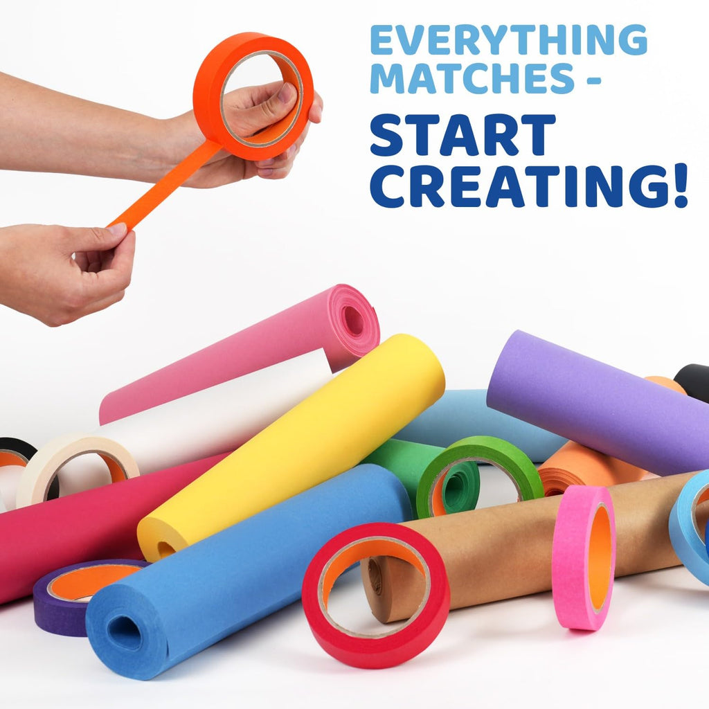 12 Rolls of Colored Kraft Paper and 12 Rolls of Colored Masking Tape