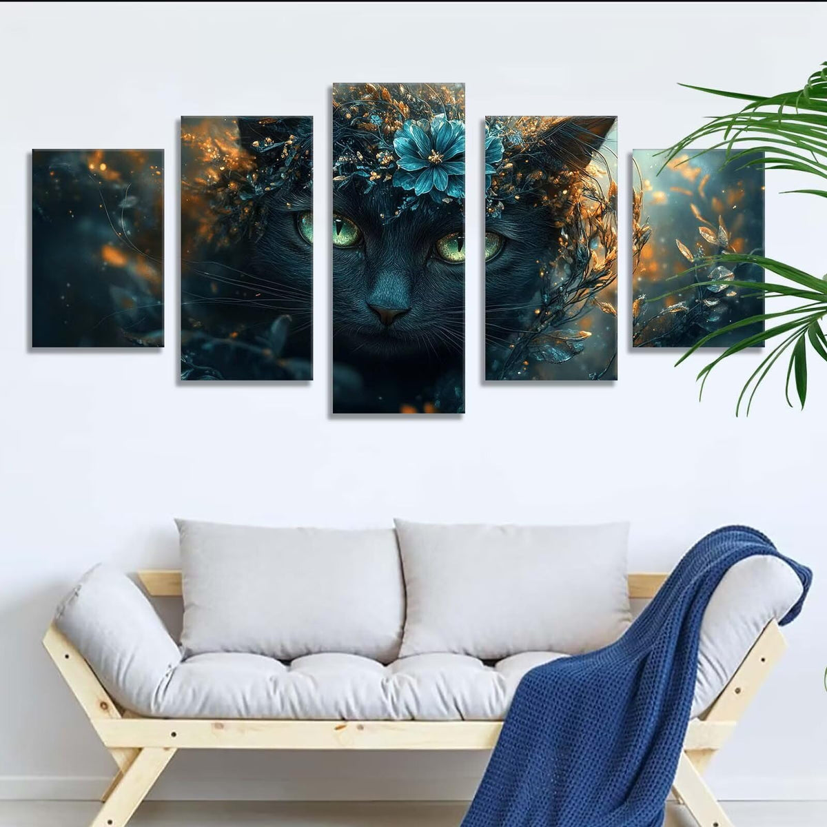 5 Pack Diamond Painting Kits Flower Cat Large Diamond Painting Kits for Adults, Crystal Rhinestone Gems Arts and Crafts, DIY Full Drill Embroidery Paintings, Home Wall Decor 300x180cm/120x78in q-9482