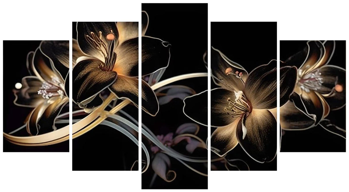 5 Panel Diamond Painting Kits 5D DIY Lily! Flower! Diamond Art Kits for Adults, Full Drill Round Diamond Dots Crystal Rhinestone Gems Arts and Crafts for Home Wall Decor Gifts 120x78in E-284