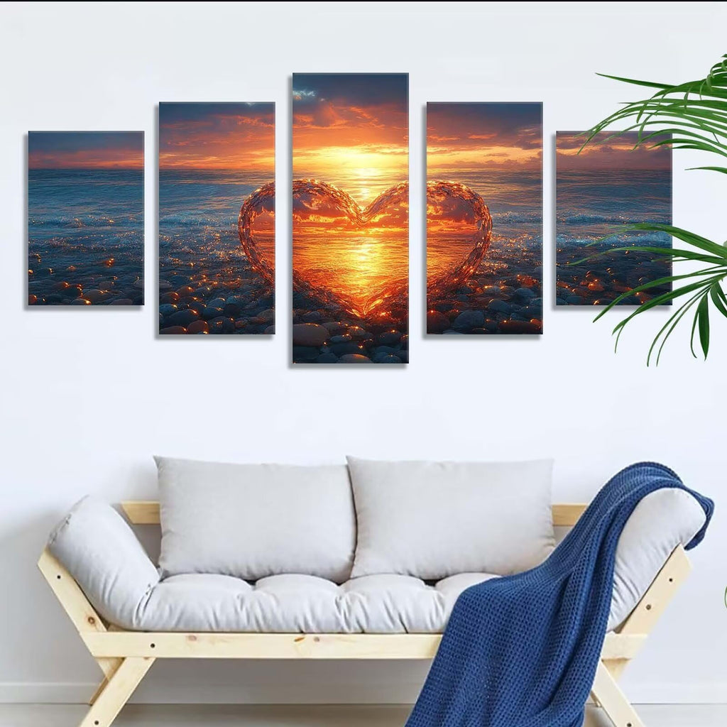 5 Pack Diamond Painting Kits Love Sunset Large Diamond Painting Kits for Adults, Crystal Rhinestone Gems Arts and Crafts, DIY Full Drill Embroidery Paintings, Home Wall Decor 300x180cm/120x78in q-9658