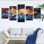 5 Pack Diamond Painting Kits Flower Cat Large Diamond Painting Kits for Adults, Crystal Rhinestone Gems Arts and Crafts, DIY Full Drill Embroidery Paintings, Home Wall Decor 300x180cm/120x78in q-9581
