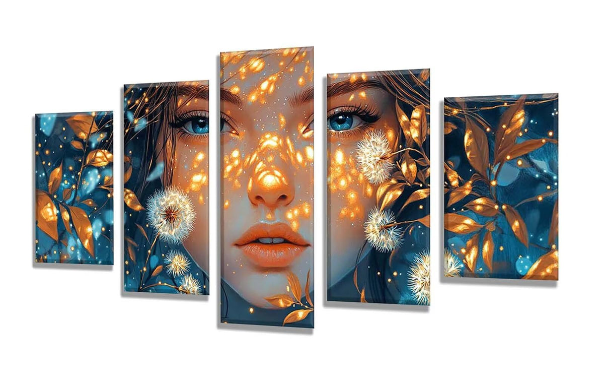 5 Pack Diamond Painting Kits Girl Dandelion Large Diamond Painting Kits for Adults, Crystal Gems Arts and Crafts, DIY Full Drill Embroidery Paintings for Home Wall Decor 300x180cm/120x78in q-10802