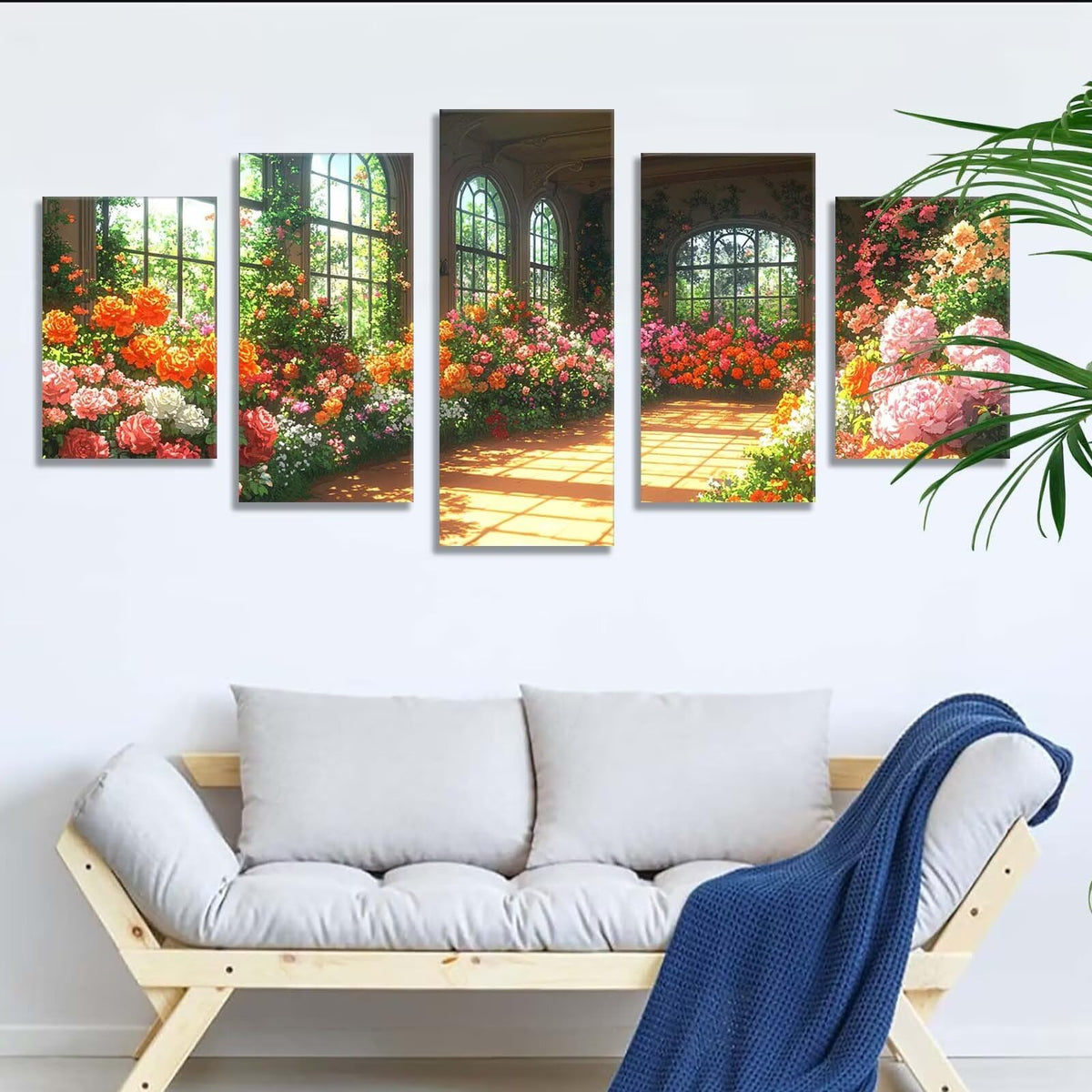 5 Pack Diamond Painting Kits Plant Flower Large Diamond Painting Kits for Adults, Crystal Gems Arts and Crafts, DIY Full Drill Embroidery Paintings for Home Wall Decor 300x180cm/120x78in q-10197