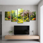 5 Pack Diamond Painting Kits Forest Landscape Large Diamond Painting Kits for Adults, Crystal Gems Arts and Crafts, DIY Full Drill Embroidery Paintings for Home Wall Decor 300x180cm/120x78in q-9405