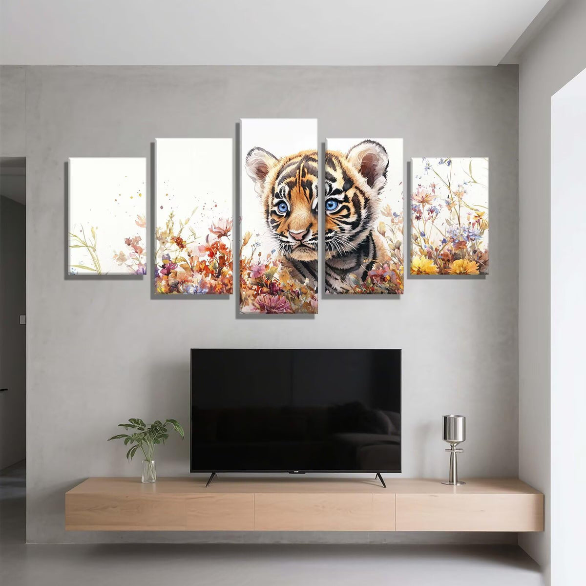 5 Pack Diamond Painting Kits Flowers Tiger Large Diamond Painting Kits for Adults, Crystal Gems Arts and Crafts, DIY Full Drill Embroidery Paintings for Home Wall Decor 300x180cm/120x78in q-9020