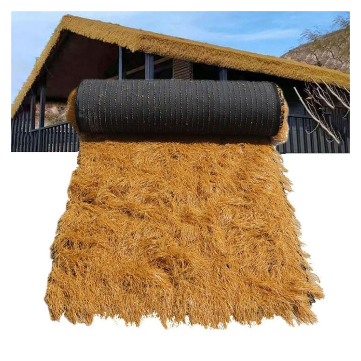 Artificial Thatch Roof Roll, Synthetic Straw for Tiki Bar Garden Use