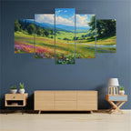5 Panel Diamond Painting Kits 5D DIY Grassland Landscape Diamond Art Kits for Adults, Full Drill Round Diamond Dots Crystal Rhinestone Gems Arts and Crafts for Home Wall Decor Gifts 120x78in E-557