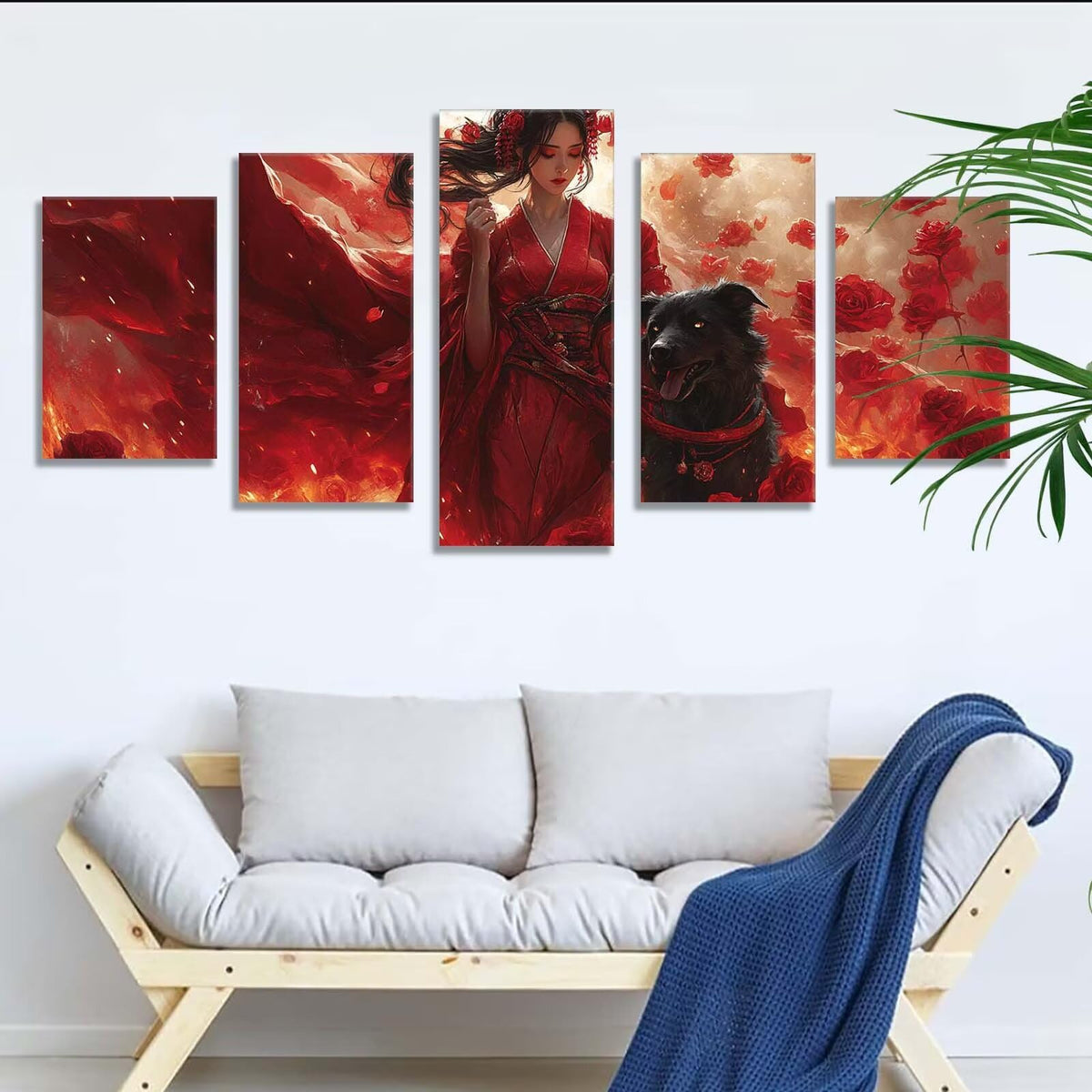5 Pack Diamond Painting Kits Dog Girl Large Diamond Painting Kits for Adults, Crystal Rhinestone Gems Arts and Crafts, DIY Full Drill Embroidery Paintings, Home Wall Decor 300x180cm/120x78in q-9779