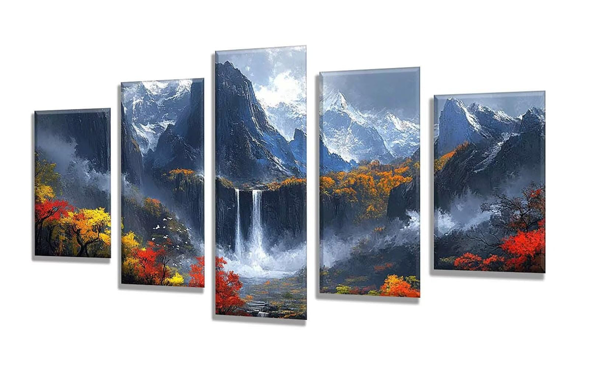 5 Pack Diamond Painting Kits Fall Landscape Large Diamond Painting Kits for Adults, Crystal Gems Arts and Crafts, DIY Full Drill Embroidery Paintings for Home Wall Decor 300x180cm/120x78in q-10593