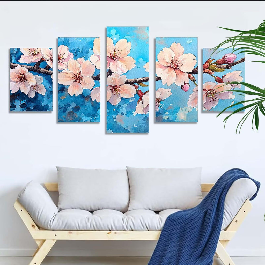 5 Pack Diamond Painting Kits Plant Plum Bossom Large Diamond Painting Kits for Adults, Crystal Gems Arts and Crafts, DIY Full Drill Embroidery Paintings for Home Wall Decor 300x180cm/120x78in q-9042