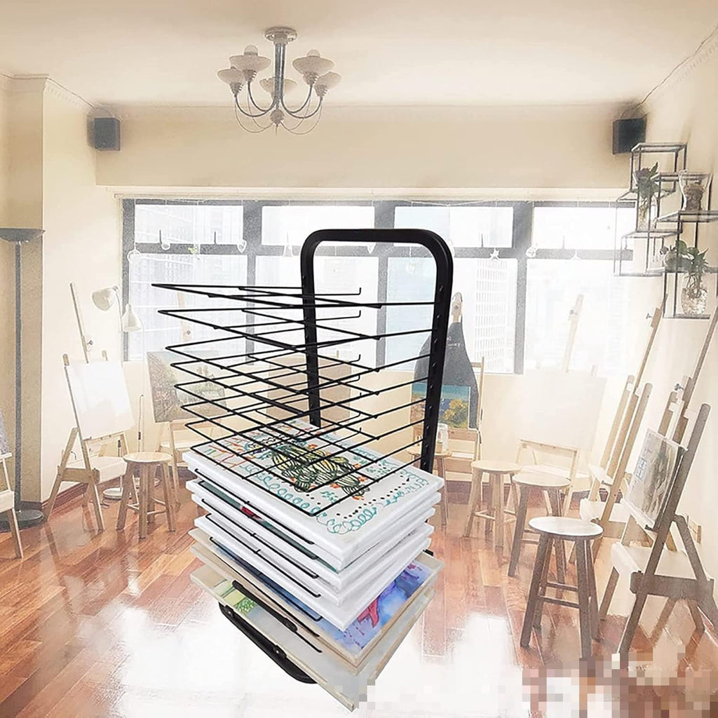 Art Drying Rack for Classroom - Metal Wire Display Rack 30-Layer 4 Sizes Art Cart with Wheels for Studios & Home Use Perfect for Art Projects & Crafts,25