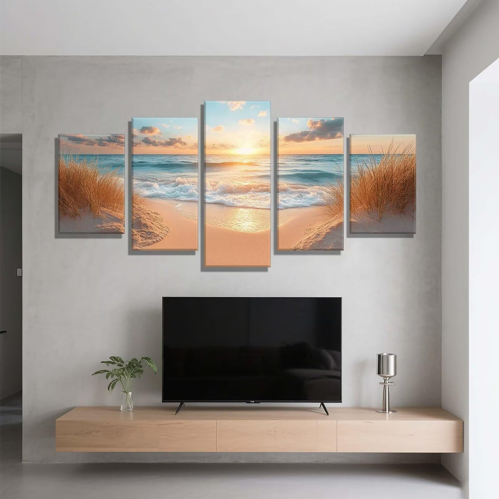 5 Pack Diamond Painting Kits Sunset Beach Large Diamond Painting Kits for Adults, Crystal Rhinestone Gems Arts and Crafts, DIY Full Drill Embroidery Paintings, Home Decor 300x180cm/120x78in q-9394