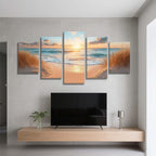 5 Pack Diamond Painting Kits Sunset Beach Large Diamond Painting Kits for Adults, Crystal Rhinestone Gems Arts and Crafts, DIY Full Drill Embroidery Paintings, Home Decor 300x180cm/120x78in q-9394