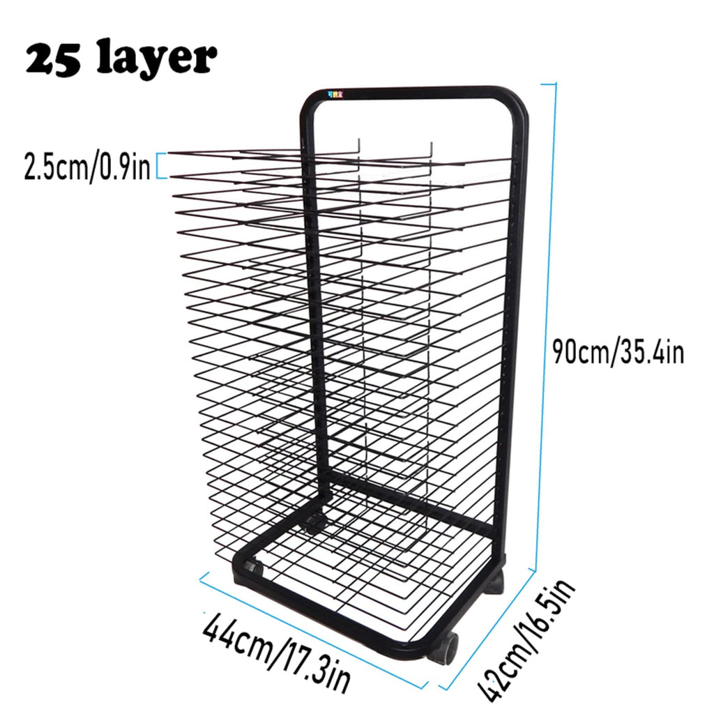 Art Drying Rack for Classroom - Metal Wire Display Rack 30-Layer 4 Sizes Art Cart with Wheels for Studios & Home Use Perfect for Art Projects & Crafts,25
