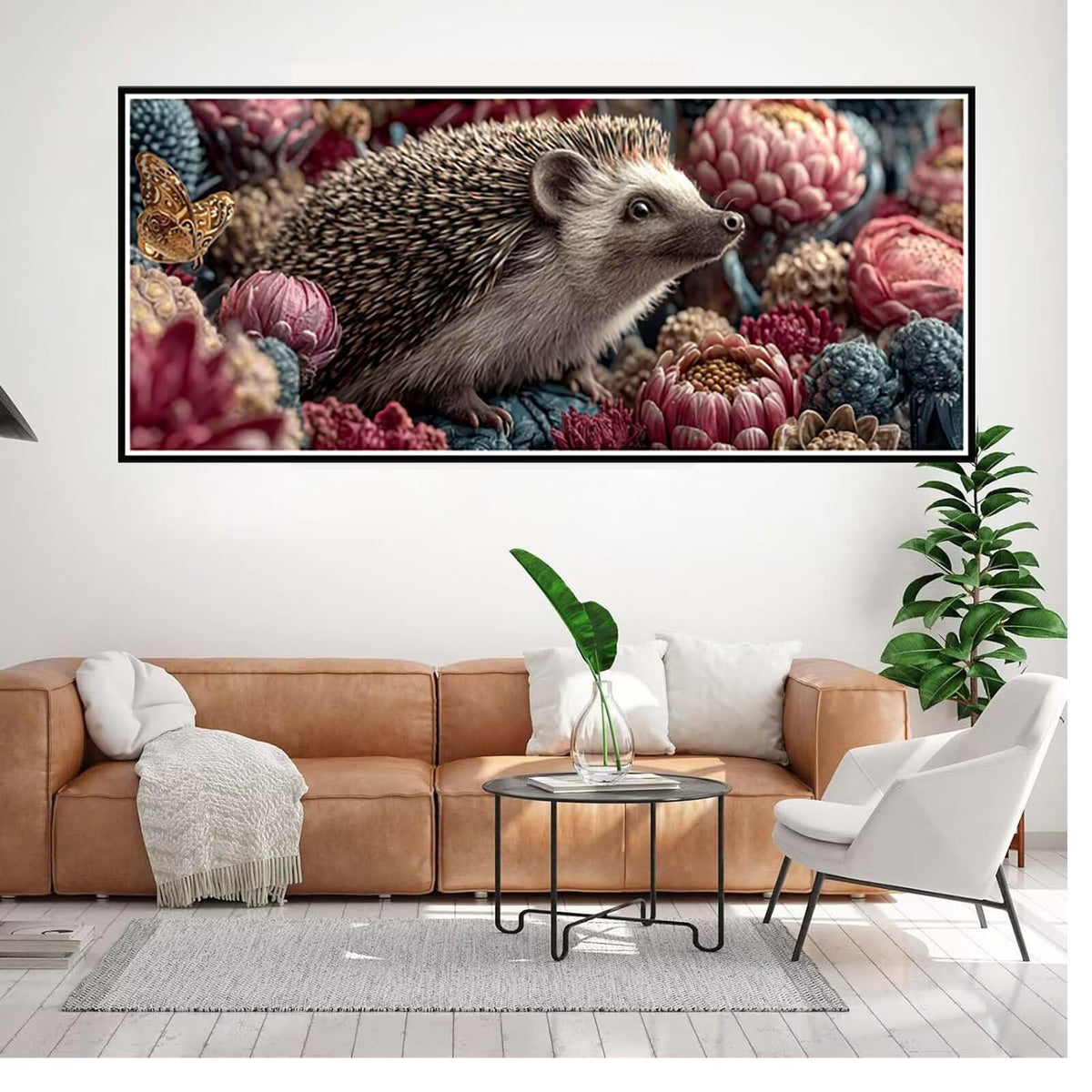 Animal Diamond Painting Kit, Hedgehog Diamond Art Kits for Adults Beginner 5D DIY Full Drill Round Rhinestone Gem Art Crafts for Adults with Complete Tools for Home Decor 50 X 120 Inch -yym2603DU