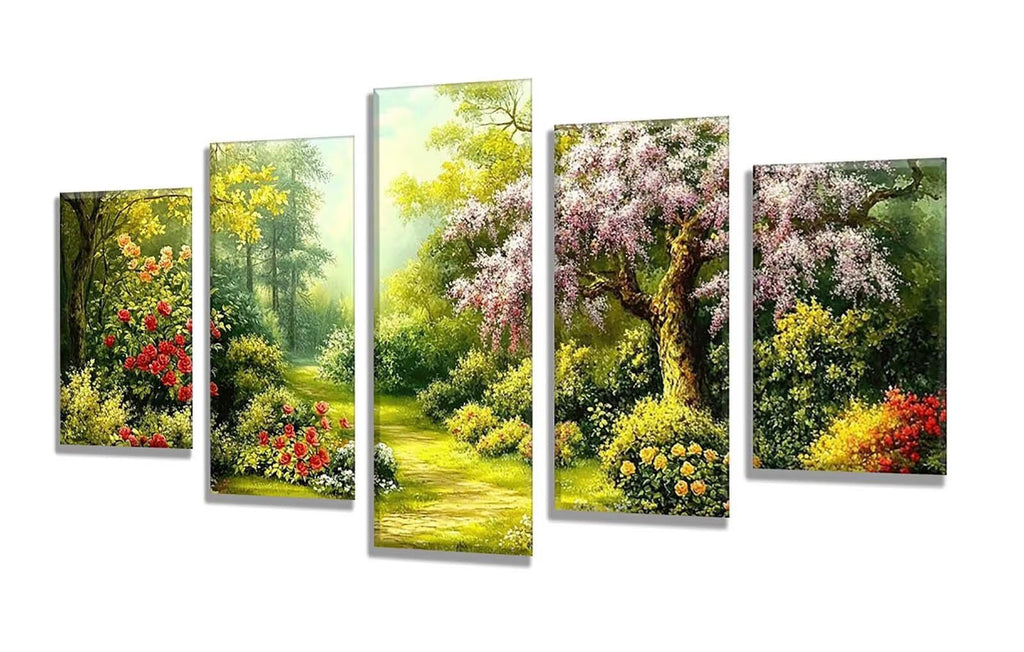 5 Pack Diamond Painting Kits Forest Landscape Large Diamond Painting Kits for Adults, Crystal Gems Arts and Crafts, DIY Full Drill Embroidery Paintings for Home Wall Decor 300x180cm/120x78in q-9405