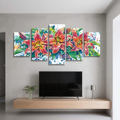 5 Pack Diamond Painting Kits Abstract Flower Large Diamond Painting Kits for Adults, Crystal Gems Arts and Crafts, DIY Full Drill Embroidery Paintings for Home Wall Decor 300x180cm/120x78in q-9867