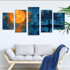 5 Pack Diamond Painting Kits Moon Tree Large Diamond Painting Kits for Adults, Crystal Rhinestone Gems Arts and Crafts, DIY Full Drill Embroidery Paintings, Home Wall Decor 300x180cm/120x78in q-9284