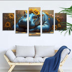 5 Pack Diamond Painting Kits Flower Hippo Large Diamond Painting Kits for Adults, Crystal Rhinestone Gems Arts and Crafts, DIY Full Drill Embroidery Paintings, Home Decor 300x180cm/120x78in q-9966