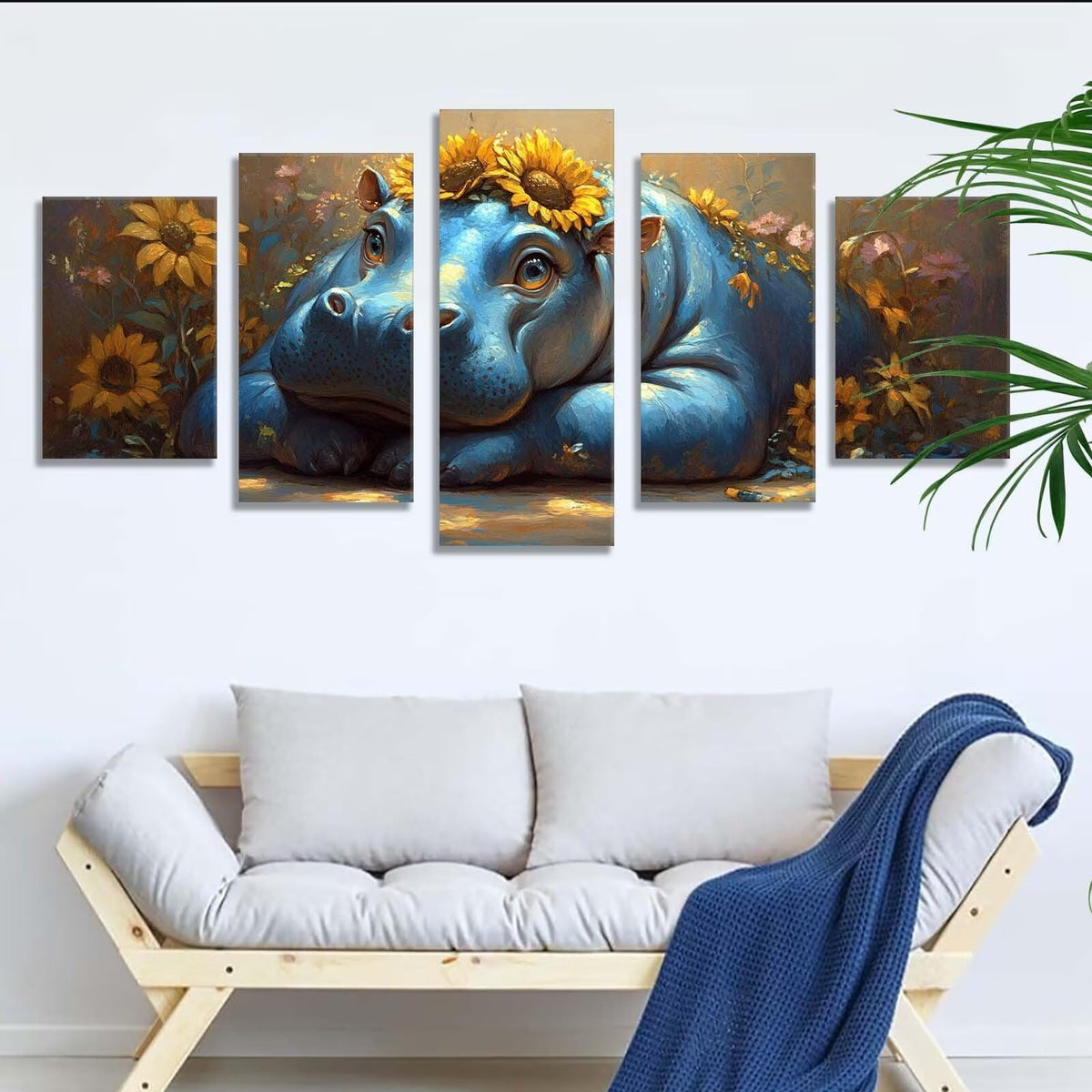5 Pack Diamond Painting Kits Flower Hippo Large Diamond Painting Kits for Adults, Crystal Rhinestone Gems Arts and Crafts, DIY Full Drill Embroidery Paintings, Home Decor 300x180cm/120x78in q-9966