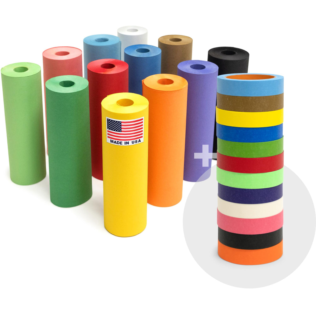 12 Rolls of Colored Kraft Paper and 12 Rolls of Colored Masking Tape