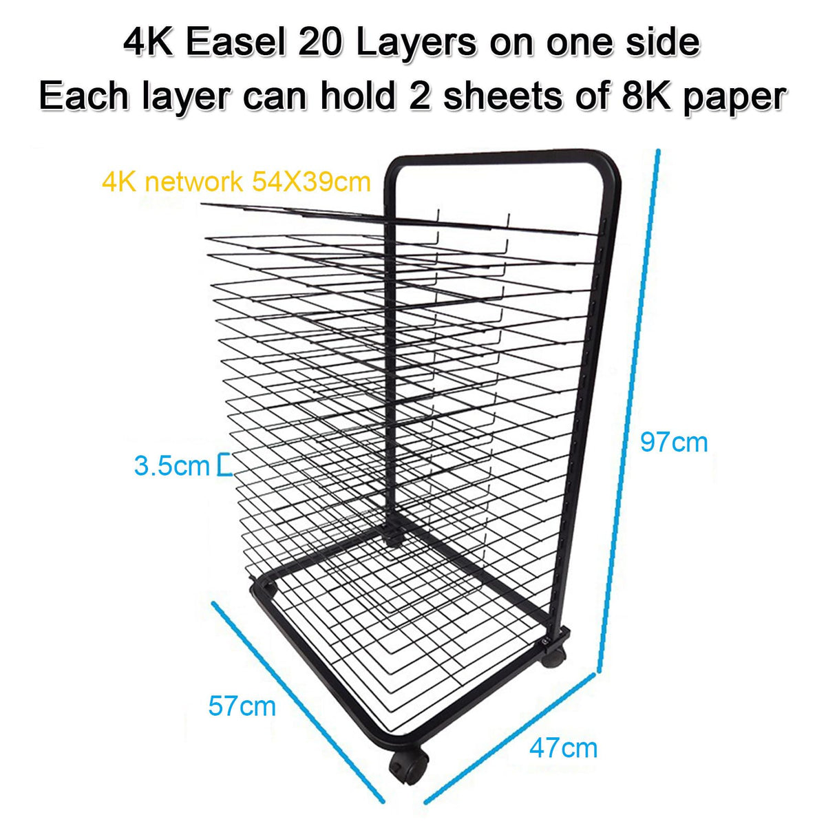 Art Drying Rack, Flexible Shelf Paint Poster Display Storage Rack Painting Crafts Artwork Canvas Storage Rack for Classroom School(20shelves)