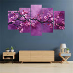 5 Panel Diamond Painting Kits 5D DIY Abstract Plum Blossom Diamond Art Kits for Adults, Full Drill Round Diamond Dots Crystal Rhinestone Gems Arts and Crafts for Home Wall Decor Gifts 120x78in E-1145