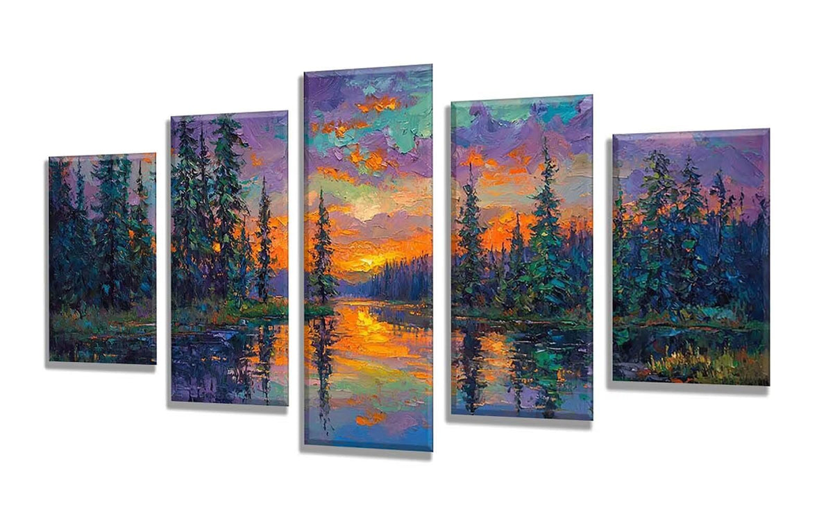5 Pack Diamond Painting Kits Forest Landscape Large Diamond Painting Kits for Adults, Crystal Gems Arts and Crafts, DIY Full Drill Embroidery Paintings for Home Wall Decor 300x180cm/120x78in q-8162