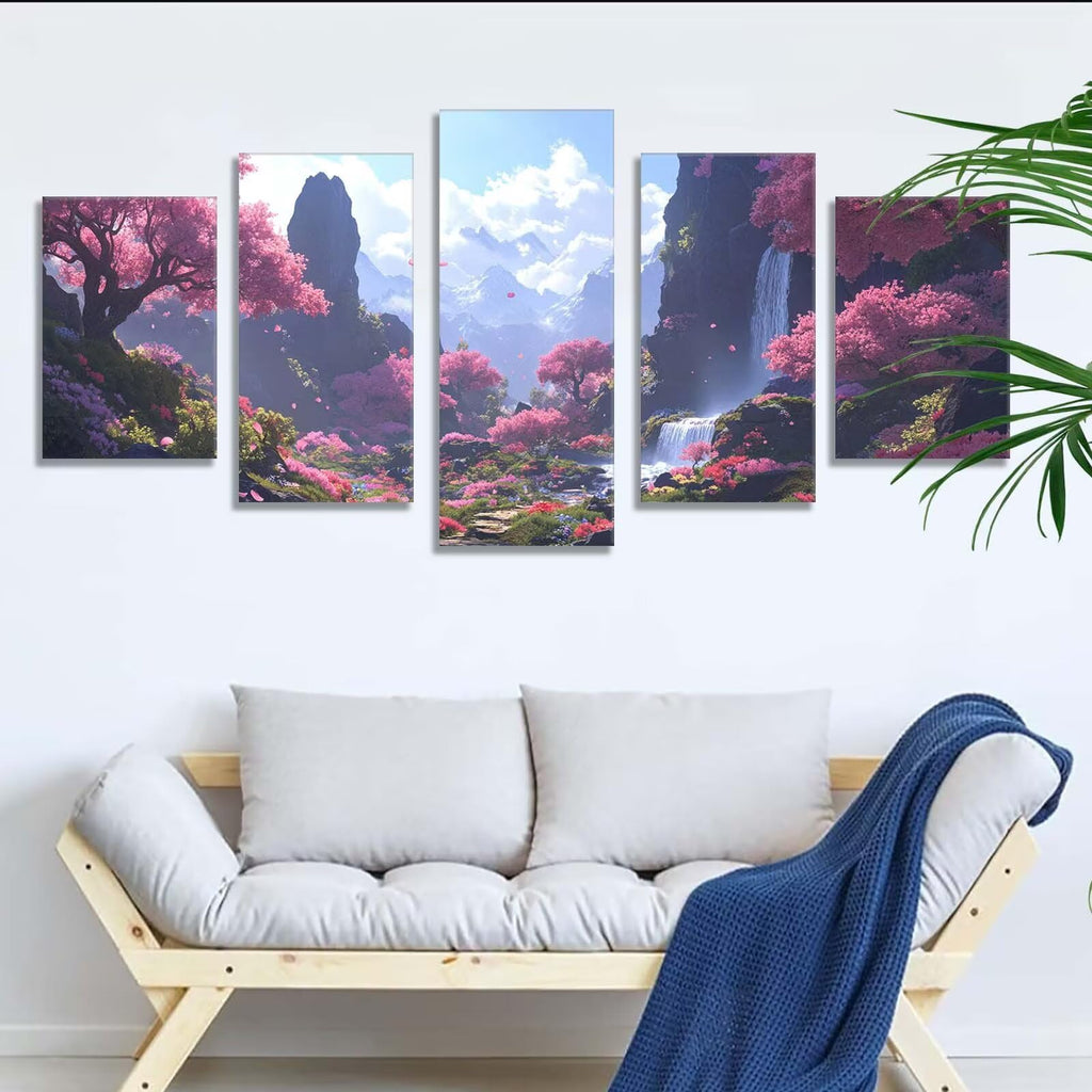5 Pack Diamond Painting Kits Fall Landscape Large Diamond Painting Kits for Adults, Crystal Gems Arts and Crafts, DIY Full Drill Embroidery Paintings for Home Wall Decor 300x180cm/120x78in q-9152