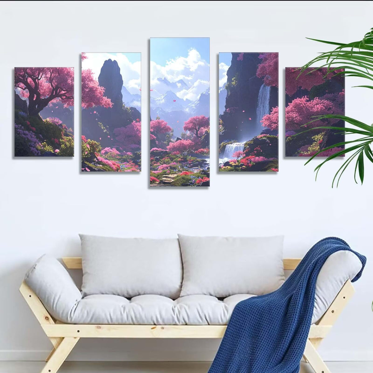 5 Pack Diamond Painting Kits Fall Landscape Large Diamond Painting Kits for Adults, Crystal Gems Arts and Crafts, DIY Full Drill Embroidery Paintings for Home Wall Decor 300x180cm/120x78in q-9152