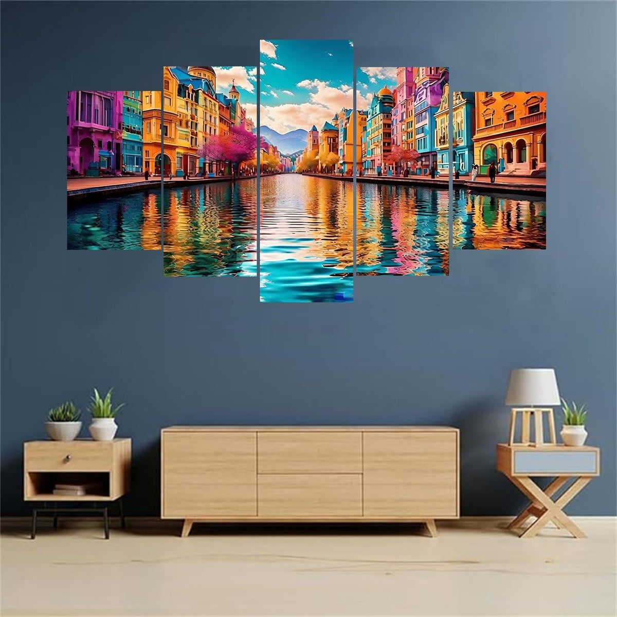 5 Panel Diamond Painting Kits 5D DIY City Scene Diamond Art Kits for Adults, Full Drill Round Diamond Dots Crystal Rhinestone Gems Arts and Crafts for Home Wall Decor Gifts 120x78in E-809