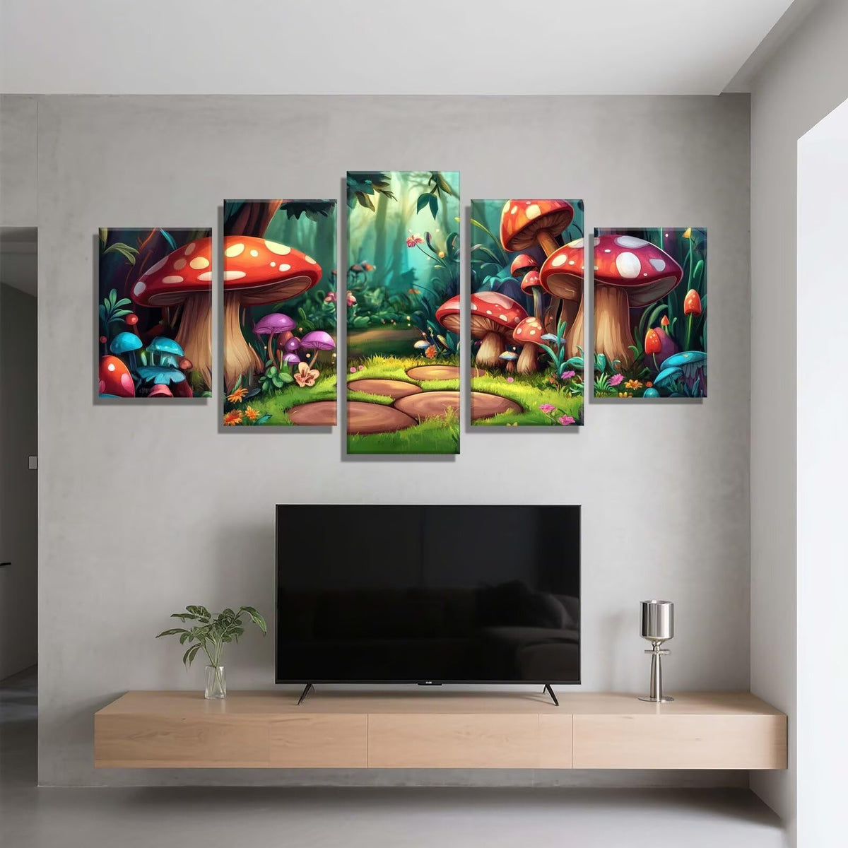 5 Pack Diamond Painting Kits Forest Mushroom Large Diamond Painting Kits for Adults, Crystal Gems Arts and Crafts, DIY Full Drill Embroidery Paintings for Home Wall Decor 300x180cm/120x78in q-9130