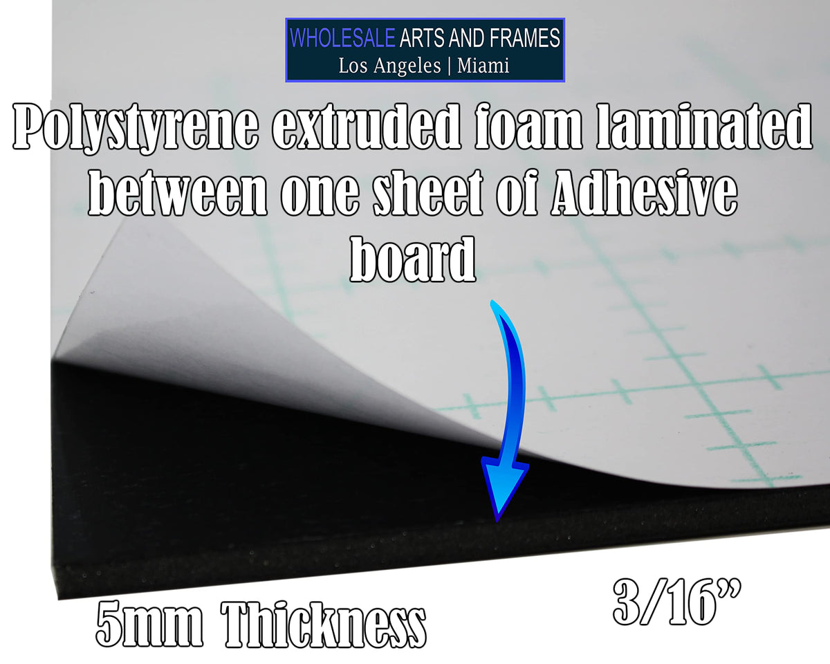 3/16" Black 1 Side Self Adhesive Foam Core Boards 8.5x11-250 Pack. Many Sizes Available. Acid Free Craft Poster Board for Signs, Buffered Presentations, School, Office and Art Projects