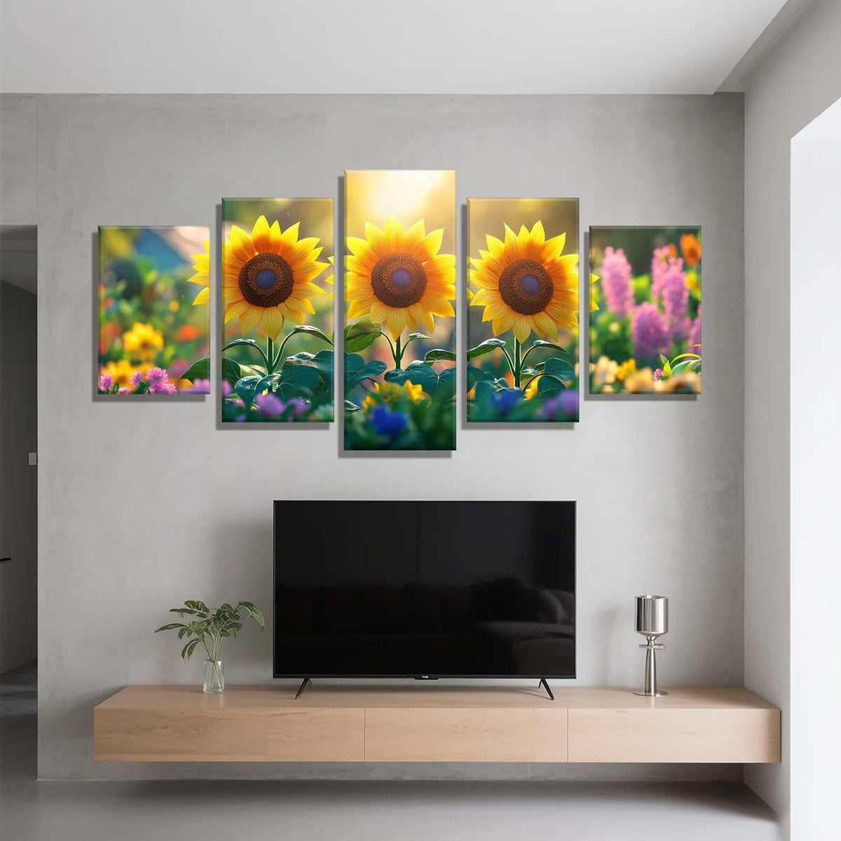 5 Pack Diamond Painting Kits Sunset Sunflower Large Diamond Painting Kits for Adults, Crystal Gems Arts and Crafts, DIY Full Drill Embroidery Paintings for Home Wall Decor 300x180cm/120x78in q-10824
