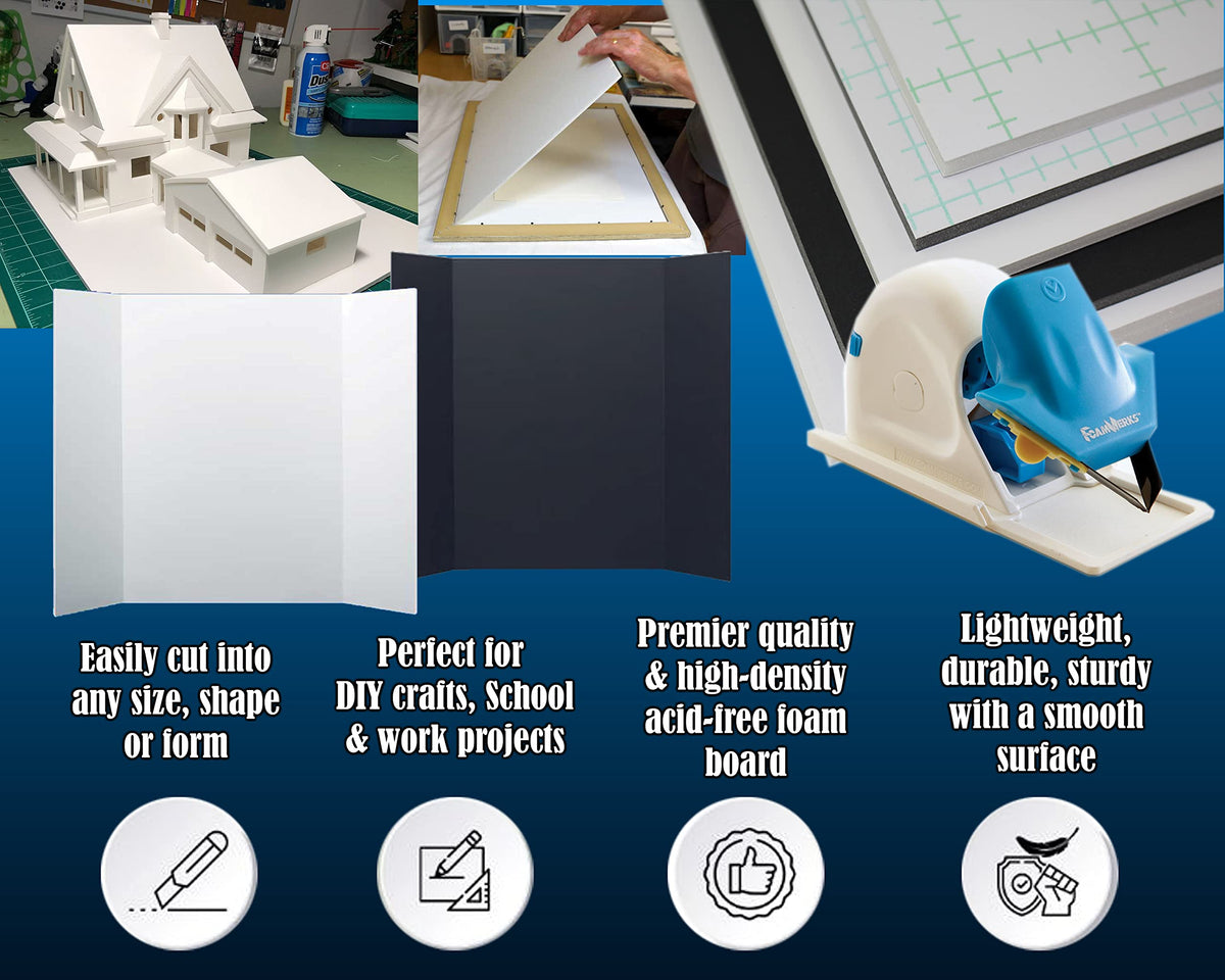 3/16" Black 1 Side Self Adhesive Foam Core Boards 8.5x11-250 Pack. Many Sizes Available. Acid Free Craft Poster Board for Signs, Buffered Presentations, School, Office and Art Projects