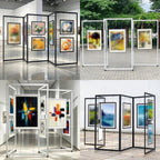 4 6 8 10 Pack Double-Sided Painting Display Panel Stand with Hooks
