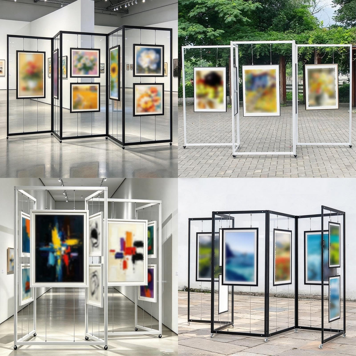 4 6 8 10 Pack Double-Sided Painting Display Panel Stand with Hooks