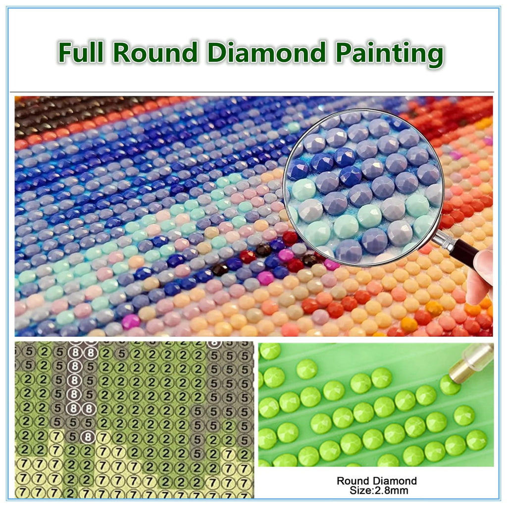 5 Panel Diamond Painting Kits 5D DIY Castle View Diamond Art Kits for Adults, Full Drill Round Diamond Dots Crystal Rhinestone Gems Arts and Crafts for Home Wall Decor Gifts 120x78in E-704