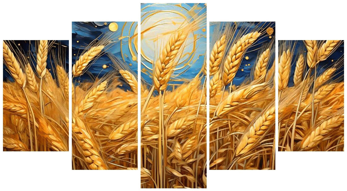 5 Panel Diamond Painting Kits 5D DIY Van Gogh wheat field Diamond Art Kits for Adults, Full Drill Round Diamond Dots Crystal Rhinestone Gems Arts and Crafts for Home Wall Decor Gifts 120x78in E-2867