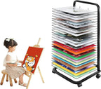 Art Drying Rack, Flexible Shelves Mobile Cart for Painting Craft Artwork Wire Shelves Storage, Black Powder Coated Finish, Stackable Metal Steel Art Rack Power Coated for Classroom, Art Club