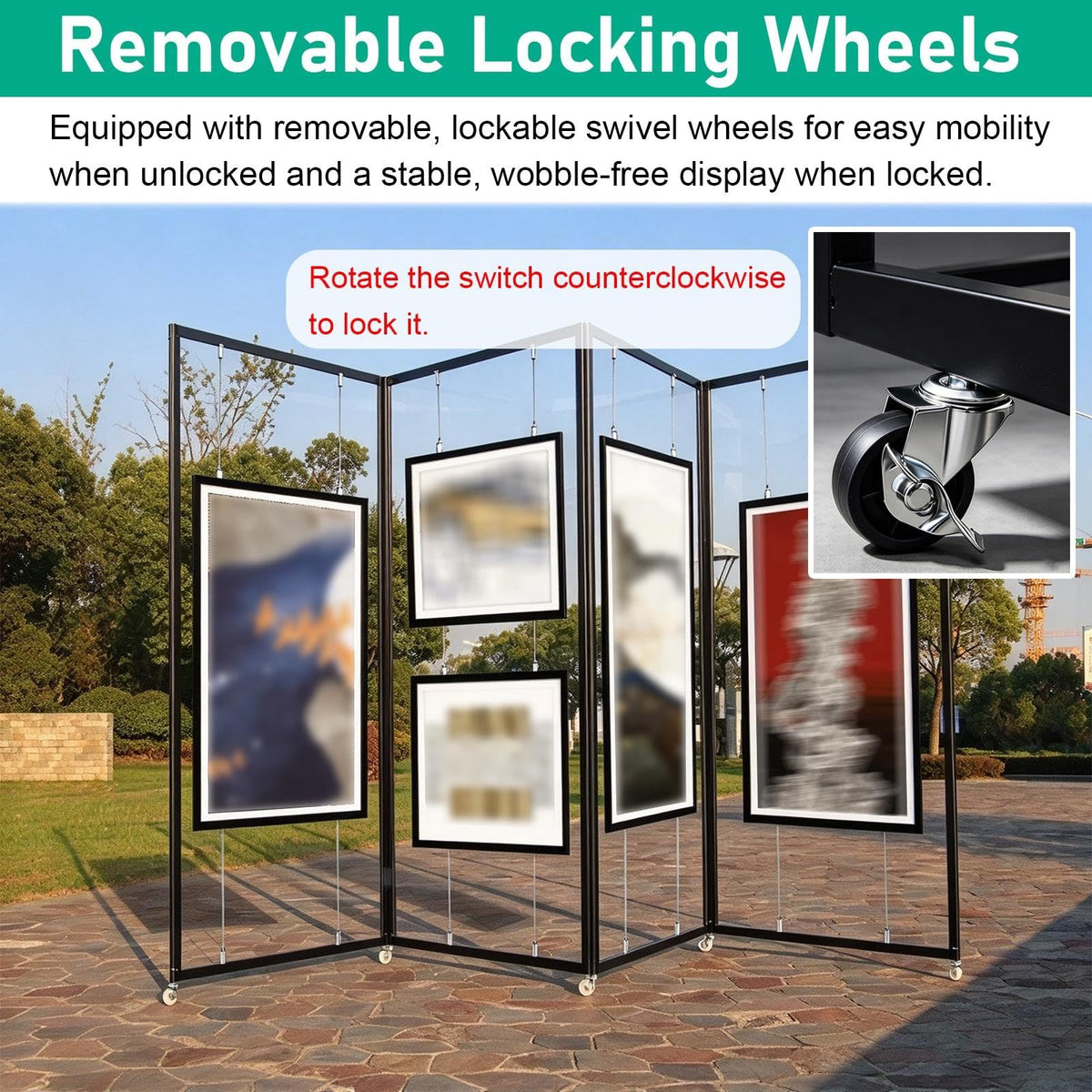 23 27 31 35 43 47 inch Width Mobile Calligraphy Display Stand with Wheels