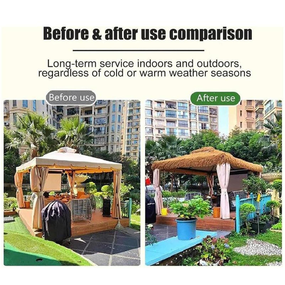 Artificial Thatch Roof Roll, Synthetic Straw for Tiki Bar Garden Use